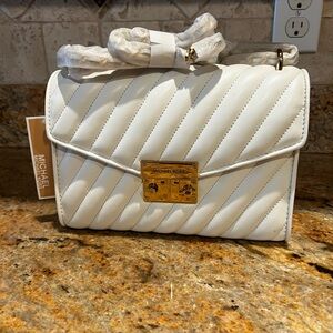 Michael Kors Rose- White Quilted Crossbody Bag
